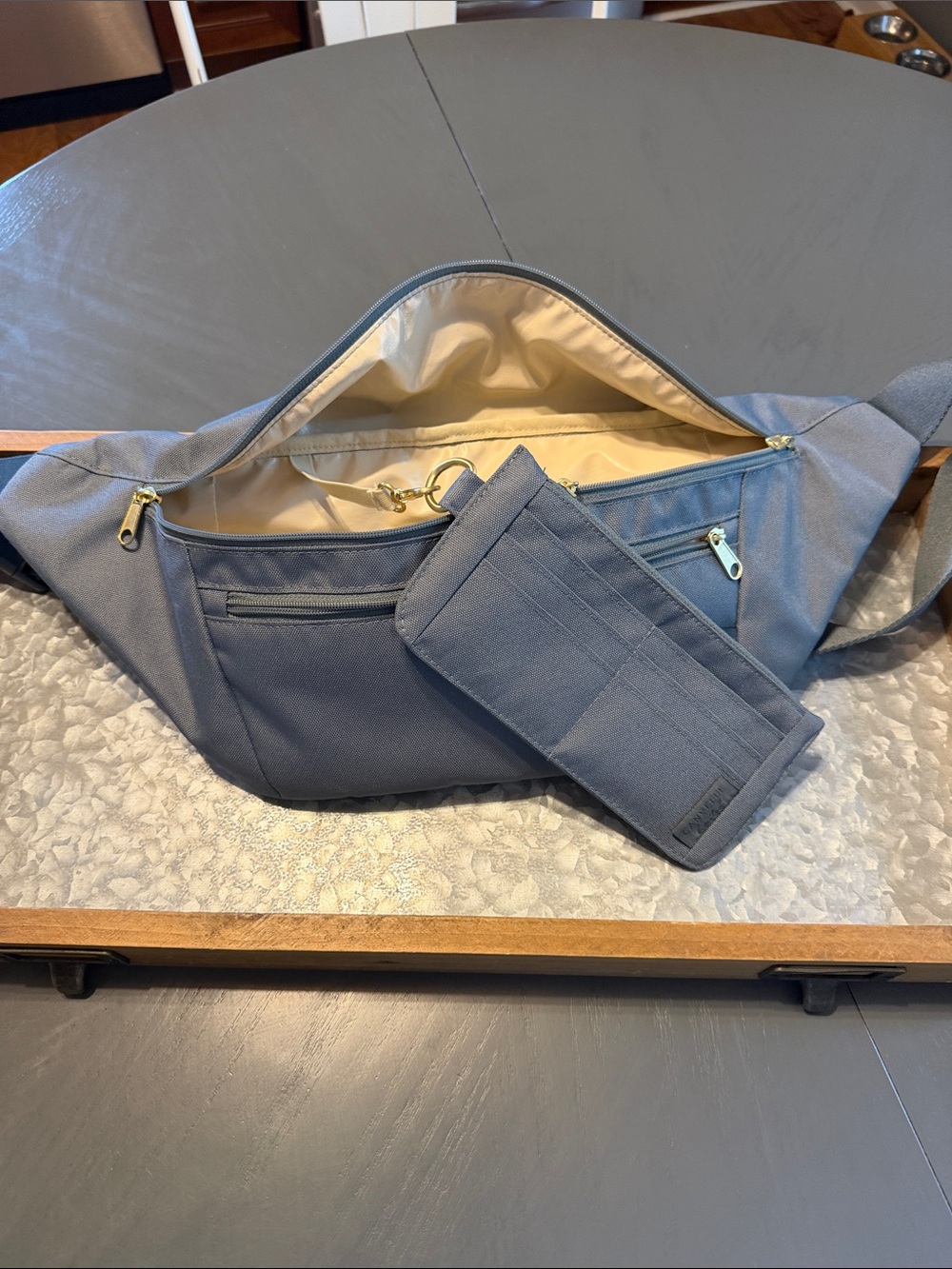 Canvelle oversized fanny pack bag with side release buckle and slim wallet